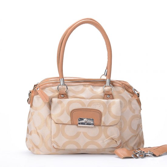 Coach Kristin Lock Signature Medium Khaki Totes EXF | Women